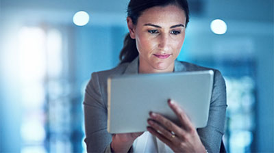 A woman using a tablet