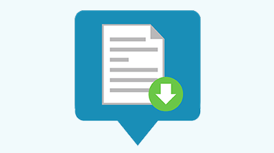 Graphic of a piece of white paper with a green "download" arrow 